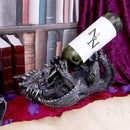 Dragon 32cm- Metallic Silver Coloured Dragon Guzzler Wine Bottle Holder.