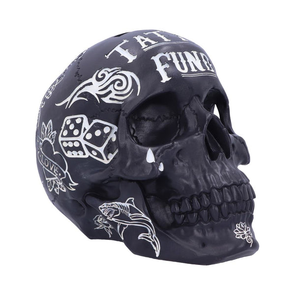 Tattoo Fund (Black)- Black and White Traditional, Tribal Tattoo Fund Skull.