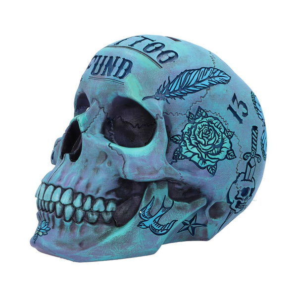 Tattoo Fund (Blue)- Aqua Blue Traditional, Tribal Tattoo Fund Skull.